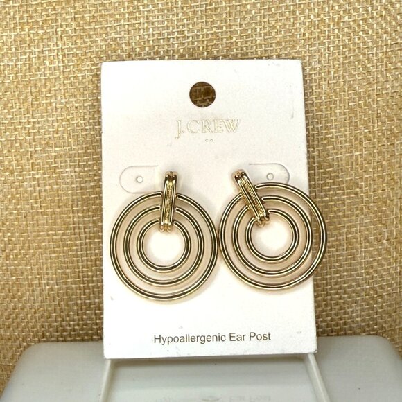 J.Crew Hypoallergenic Gold-Tone Triple Hoop Earrings For Women - Picture 1 of 7